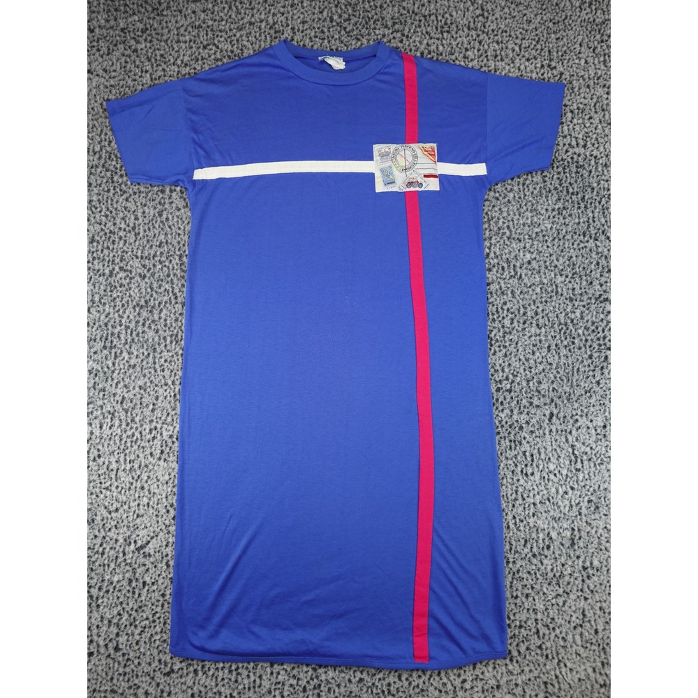 Bold Spirit T-Shirt Dress Womens Medium Blue Good Vintage 80s Graphic Motoring‎